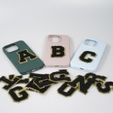 Autocollant sticker pour téléphone/tablette/ordinateur brodé en 3D noir - Lettre J