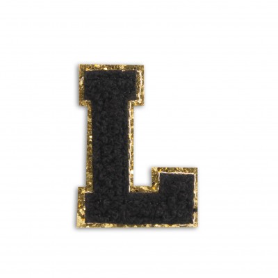 Autocollant sticker pour téléphone/tablette/ordinateur brodé en 3D noir - Lettre L