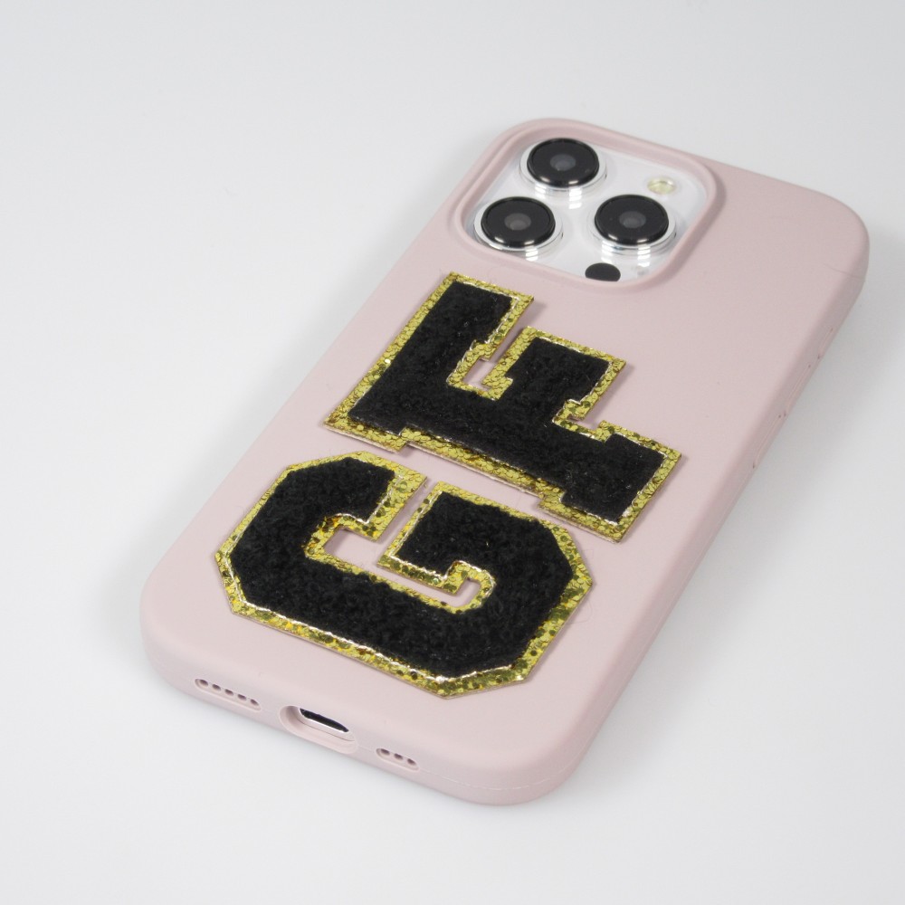 Autocollant sticker pour téléphone/tablette/ordinateur brodé en 3D noir - Lettre L