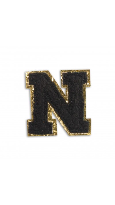 Autocollant sticker pour téléphone/tablette/ordinateur brodé en 3D noir - Lettre N