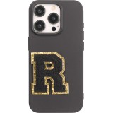 Autocollant sticker pour téléphone/tablette/ordinateur brodé en 3D noir - Lettre R