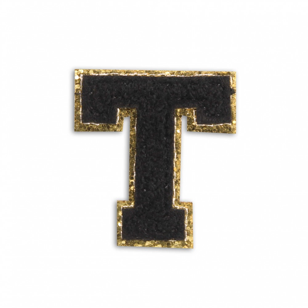 Autocollant sticker pour téléphone/tablette/ordinateur brodé en 3D noir - Lettre T