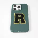 Autocollant sticker pour téléphone/tablette/ordinateur brodé en 3D noir - Lettre U