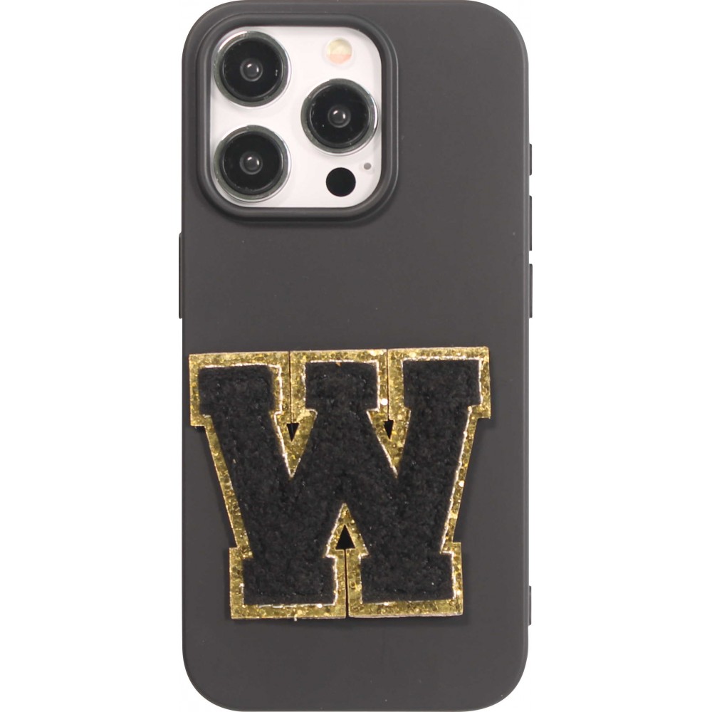 Sticker Aufkleber für Handy/Tablet/Computer 3D gestickt Schwarz - Buchstabe W