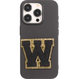 Sticker Aufkleber für Handy/Tablet/Computer 3D gestickt Schwarz - Buchstabe W