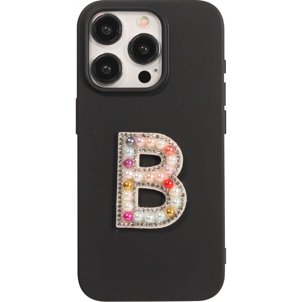 Autocollant sticker pour téléphone/tablette/ordinateur brodé en 3D pearls Rainbow - Lettre B