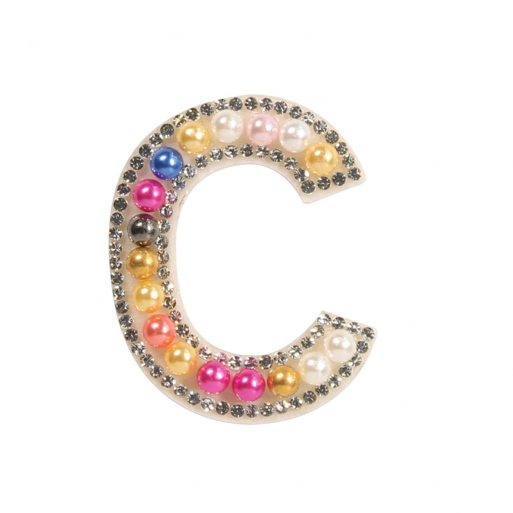Autocollant sticker pour téléphone/tablette/ordinateur brodé en 3D pearls Rainbow - Lettre C