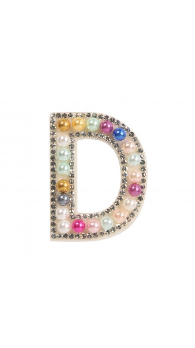 Autocollant sticker pour téléphone/tablette/ordinateur brodé en 3D pearls Rainbow - Lettre D