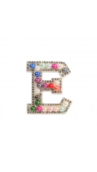 Autocollant sticker pour téléphone/tablette/ordinateur brodé en 3D pearls Rainbow - Lettre E