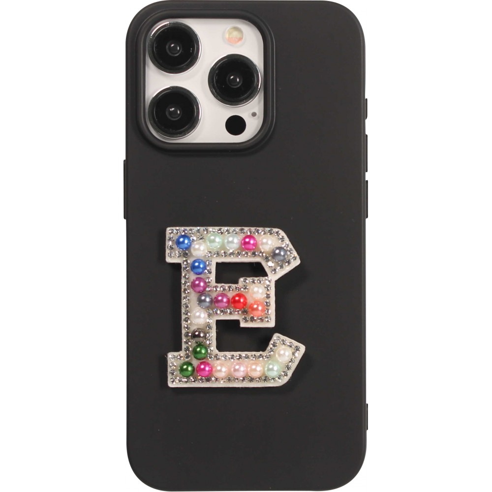 Autocollant sticker pour téléphone/tablette/ordinateur brodé en 3D pearls Rainbow - Lettre E