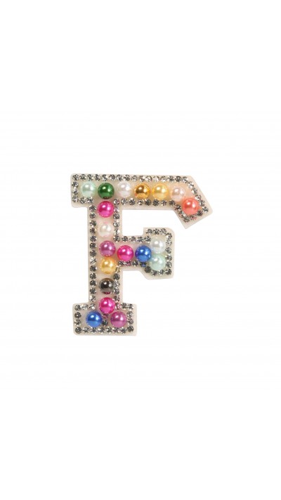 Autocollant sticker pour téléphone/tablette/ordinateur brodé en 3D pearls Rainbow - Lettre F