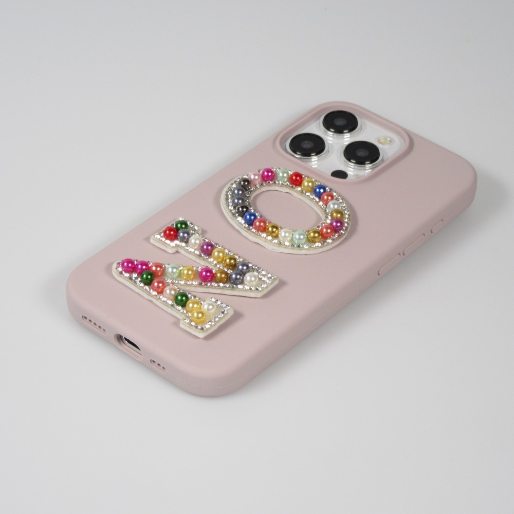 Autocollant sticker pour téléphone/tablette/ordinateur brodé en 3D pearls Rainbow - Lettre F