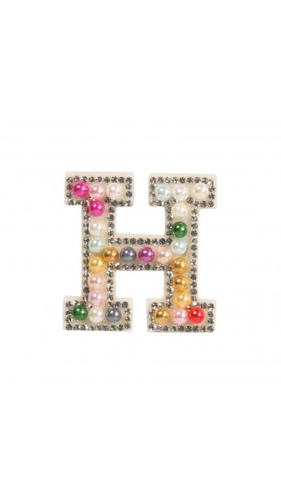 Autocollant sticker pour téléphone/tablette/ordinateur brodé en 3D pearls Rainbow - Lettre H