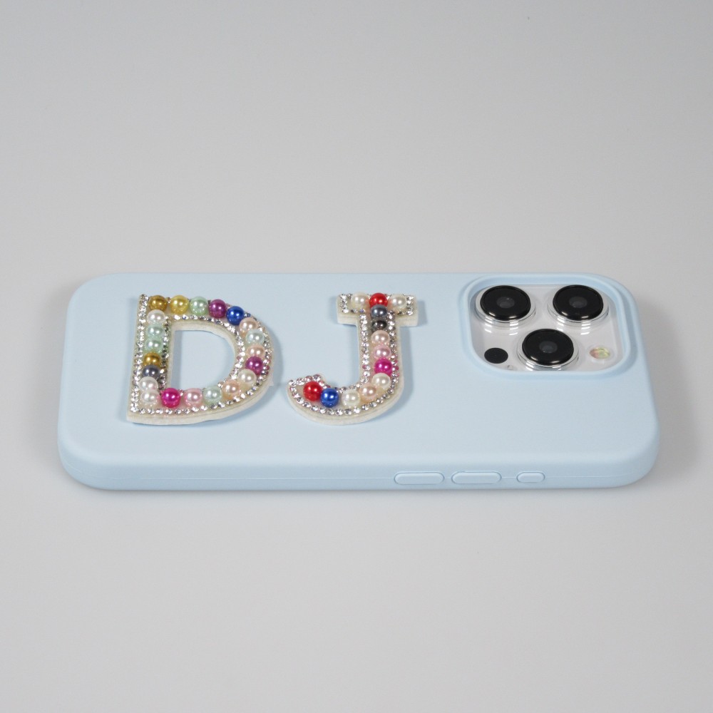Autocollant sticker pour téléphone/tablette/ordinateur brodé en 3D pearls Rainbow - Lettre J