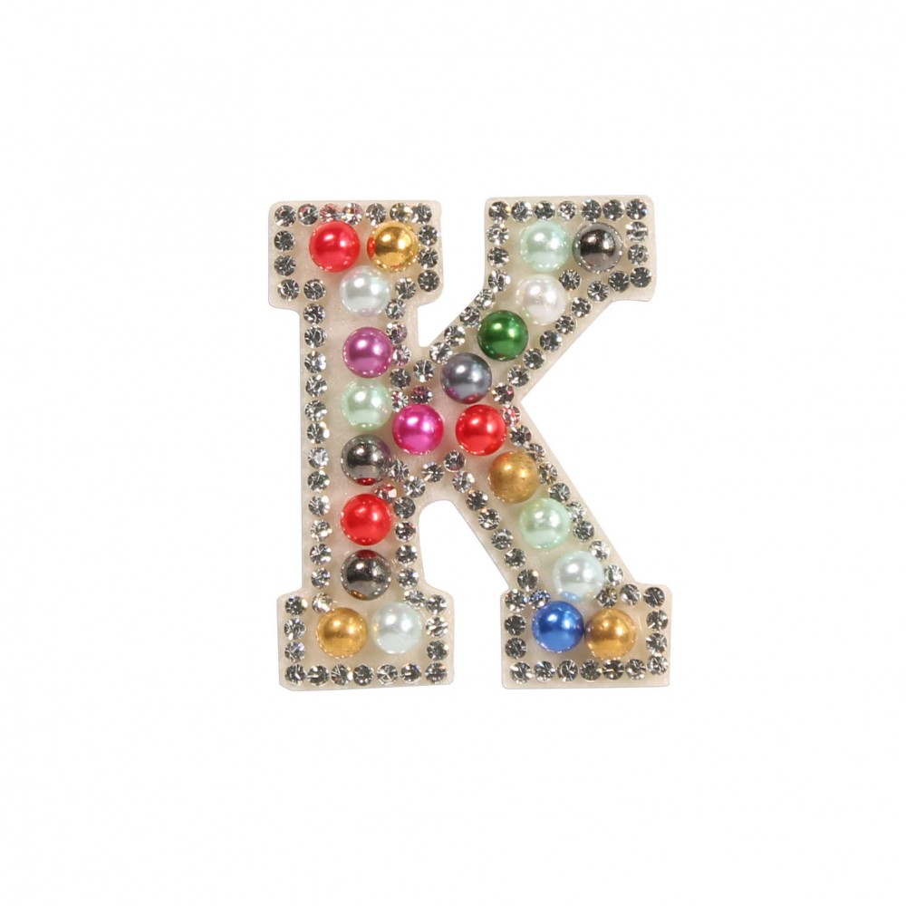 Autocollant sticker pour téléphone/tablette/ordinateur brodé en 3D pearls Rainbow - Lettre K
