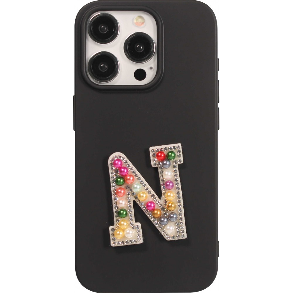 Autocollant sticker pour téléphone/tablette/ordinateur brodé en 3D pearls Rainbow - Lettre N