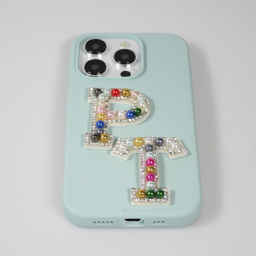 Autocollant sticker pour téléphone/tablette/ordinateur brodé en 3D pearls Rainbow - Lettre Q