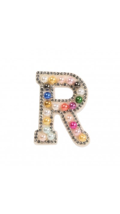 Autocollant sticker pour téléphone/tablette/ordinateur brodé en 3D pearls Rainbow - Lettre R