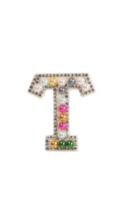 Autocollant sticker pour téléphone/tablette/ordinateur brodé en 3D pearls Rainbow - Lettre T