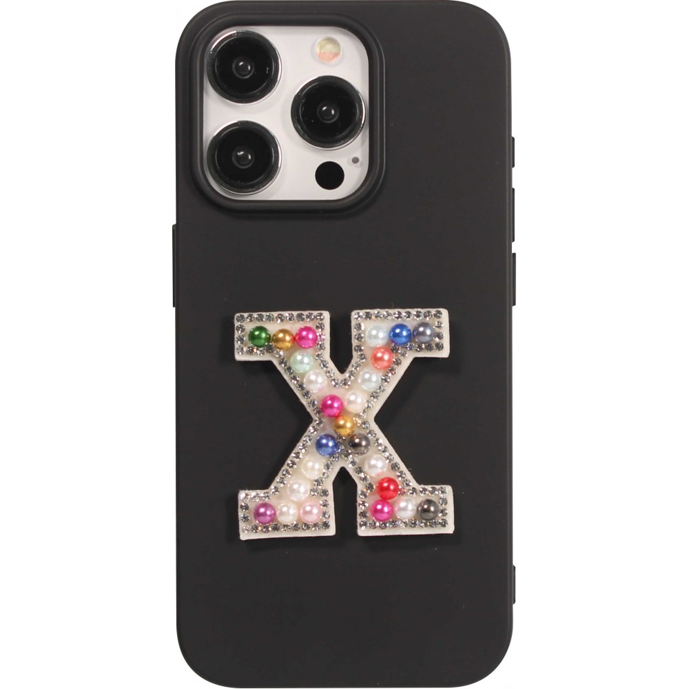 Autocollant sticker pour téléphone/tablette/ordinateur brodé en 3D pearls Rainbow - Lettre X