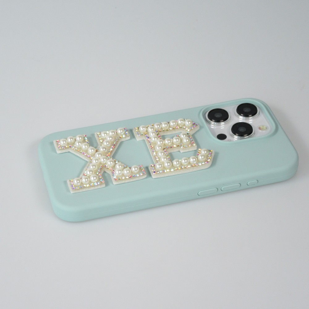 Autocollant sticker pour téléphone/tablette/ordinateur brodé en 3D pearls blanc - Lettre A