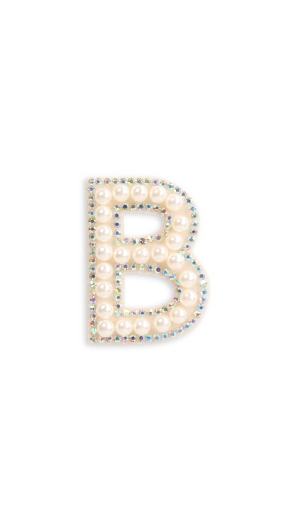 Autocollant sticker pour téléphone/tablette/ordinateur brodé en 3D pearls blanc - Lettre B
