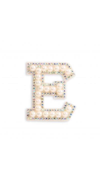 Autocollant sticker pour téléphone/tablette/ordinateur brodé en 3D pearls blanc - Lettre E