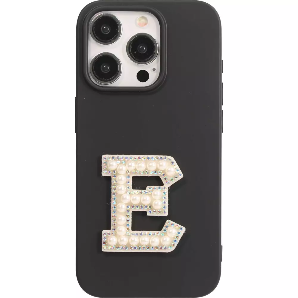 Autocollant sticker pour téléphone/tablette/ordinateur brodé en 3D pearls blanc - Lettre E