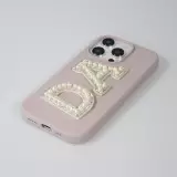 Autocollant sticker pour téléphone/tablette/ordinateur brodé en 3D pearls blanc - Lettre E