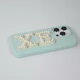Autocollant sticker pour téléphone/tablette/ordinateur brodé en 3D pearls blanc - Lettre E