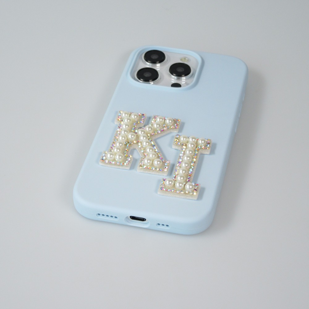 Sticker Aufkleber für Handy/Tablet/Computer 3D Pearls weiss - Buchstabe J