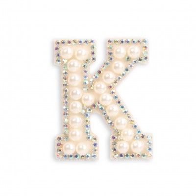 Sticker Aufkleber f&uuml;r Handy/Tablet/Computer 3D Pearls weiss - Buchstabe K