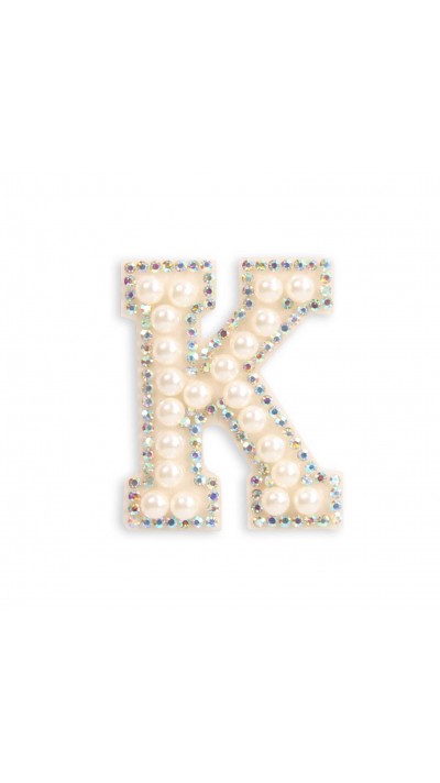 Autocollant sticker pour téléphone/tablette/ordinateur brodé en 3D pearls blanc - Lettre K