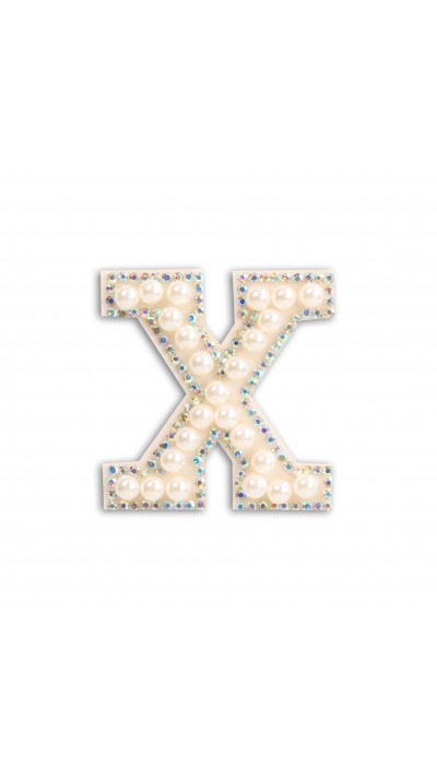 Autocollant sticker pour téléphone/tablette/ordinateur brodé en 3D pearls blanc - Lettre X