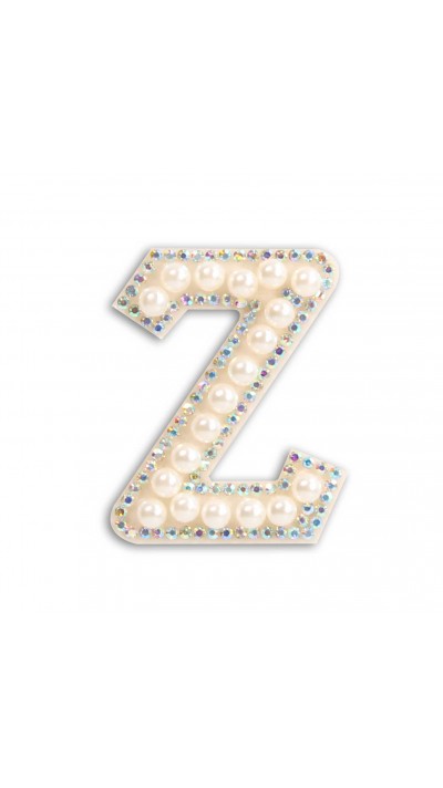 Autocollant sticker pour téléphone/tablette/ordinateur brodé en 3D pearls blanc - Lettre Z
