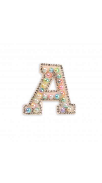 Autocollant sticker pour téléphone/tablette/ordinateur brodé en 3D pearls multi color - Lettre A