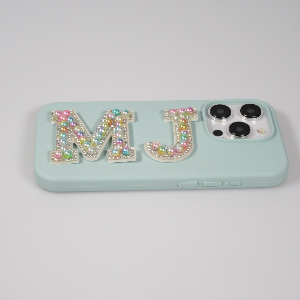Autocollant sticker pour téléphone/tablette/ordinateur brodé en 3D pearls multi color - Lettre D