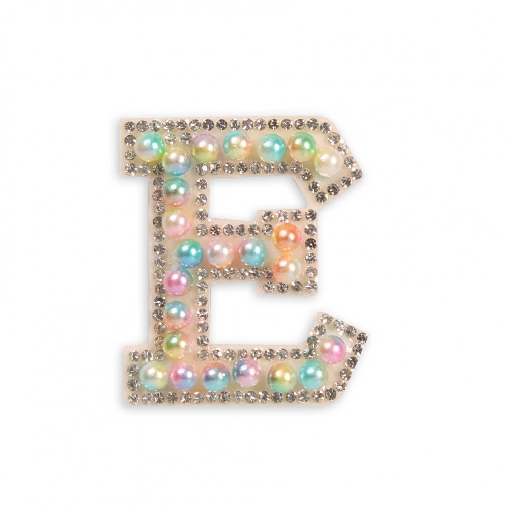 Autocollant sticker pour téléphone/tablette/ordinateur brodé en 3D pearls multi color - Lettre E