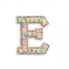 Autocollant sticker pour téléphone/tablette/ordinateur brodé en 3D pearls multi color - Lettre E