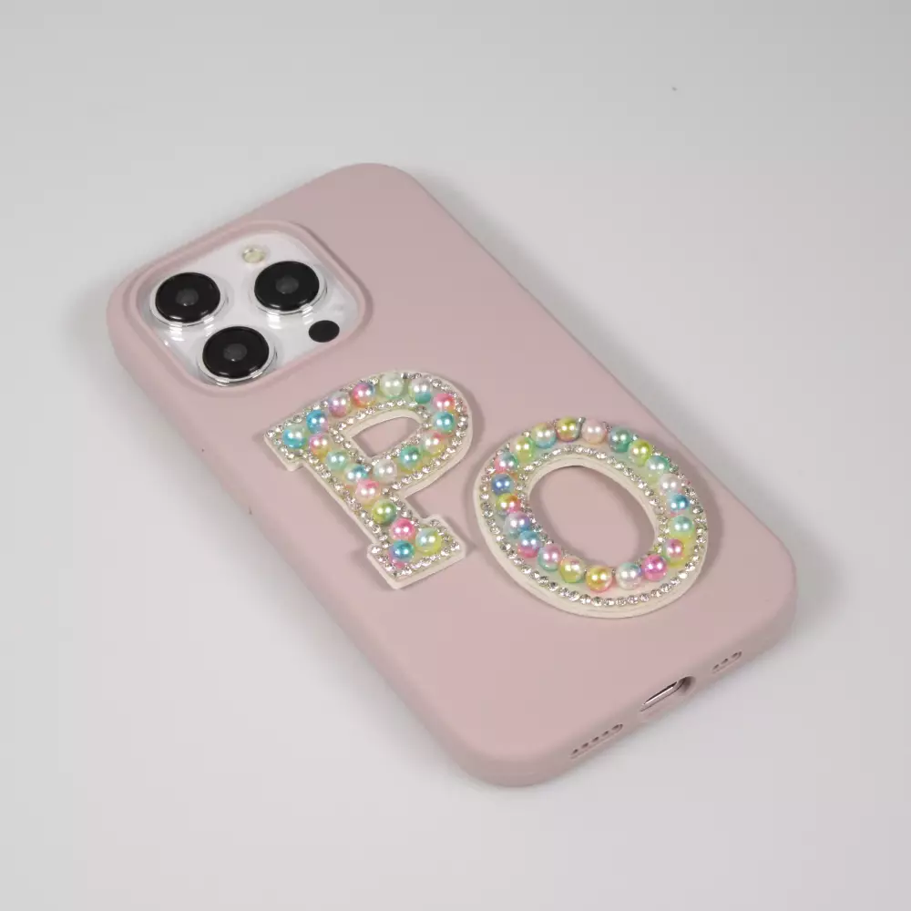 Autocollant sticker pour téléphone/tablette/ordinateur brodé en 3D pearls multi color - Lettre E