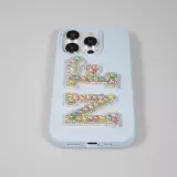 Autocollant sticker pour téléphone/tablette/ordinateur brodé en 3D pearls multi color - Lettre E