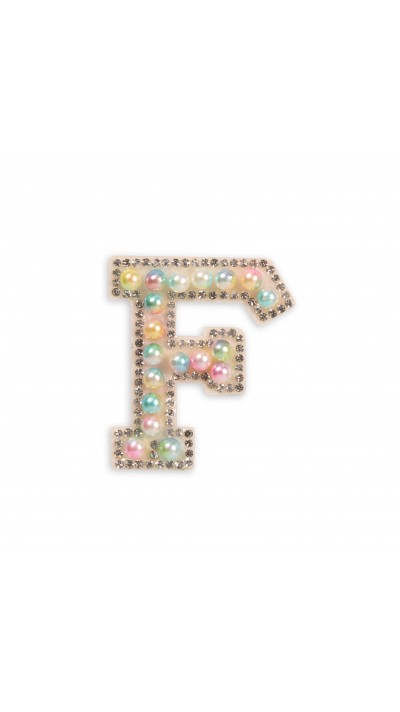 Autocollant sticker pour téléphone/tablette/ordinateur brodé en 3D pearls multi color - Lettre F