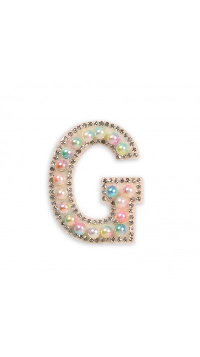 Autocollant sticker pour téléphone/tablette/ordinateur brodé en 3D pearls multi color - Lettre G