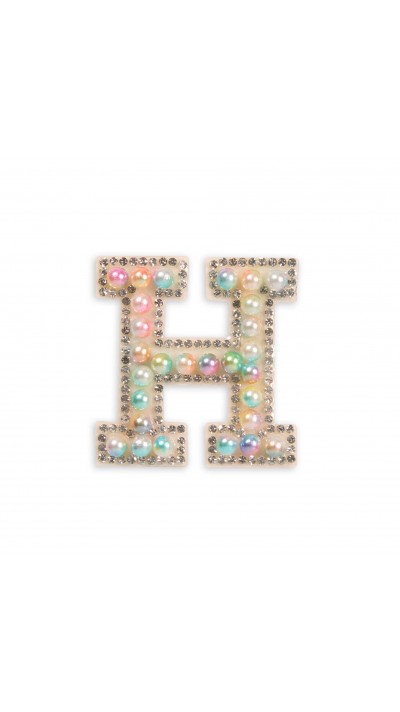 Autocollant sticker pour téléphone/tablette/ordinateur brodé en 3D pearls multi color - Lettre H