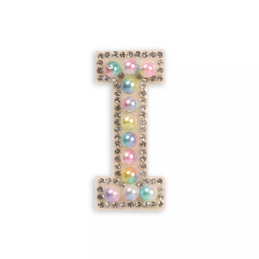 Autocollant sticker pour téléphone/tablette/ordinateur brodé en 3D pearls multi color - Lettre I