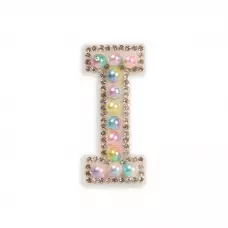 Autocollant sticker pour téléphone/tablette/ordinateur brodé en 3D pearls multi color - Lettre I