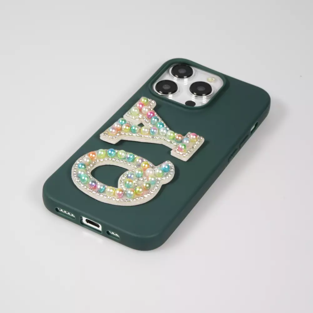 Autocollant sticker pour téléphone/tablette/ordinateur brodé en 3D pearls multi color - Lettre I