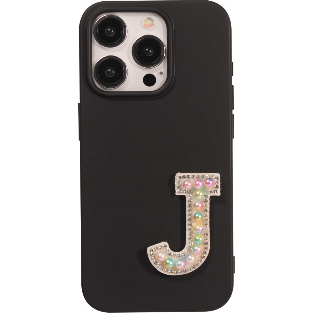 Autocollant sticker pour téléphone/tablette/ordinateur brodé en 3D pearls multi color - Lettre J