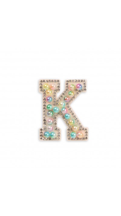 Autocollant sticker pour téléphone/tablette/ordinateur brodé en 3D pearls multi color - Lettre K