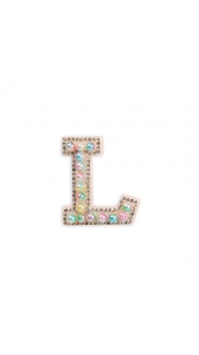 Autocollant sticker pour téléphone/tablette/ordinateur brodé en 3D pearls multi color - Lettre L